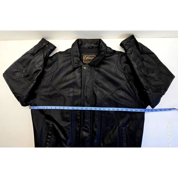 Marco Serafino Insulated Bomber Jacket Black Soft Leather Zippered Coat Men's 1X - Picture 5 of 8